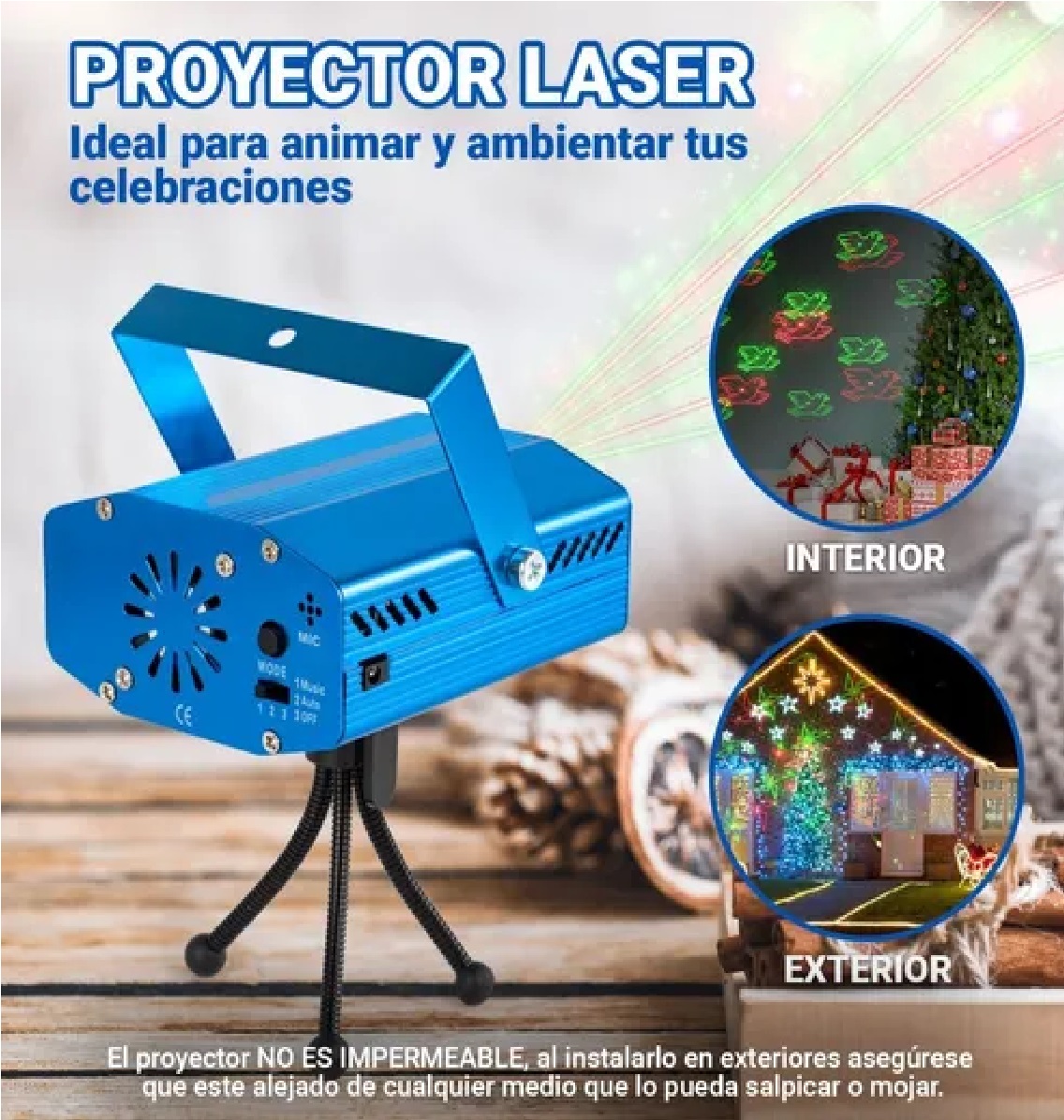 Mini-proyector Láser Fiestas Navideñas De Largo Alcance