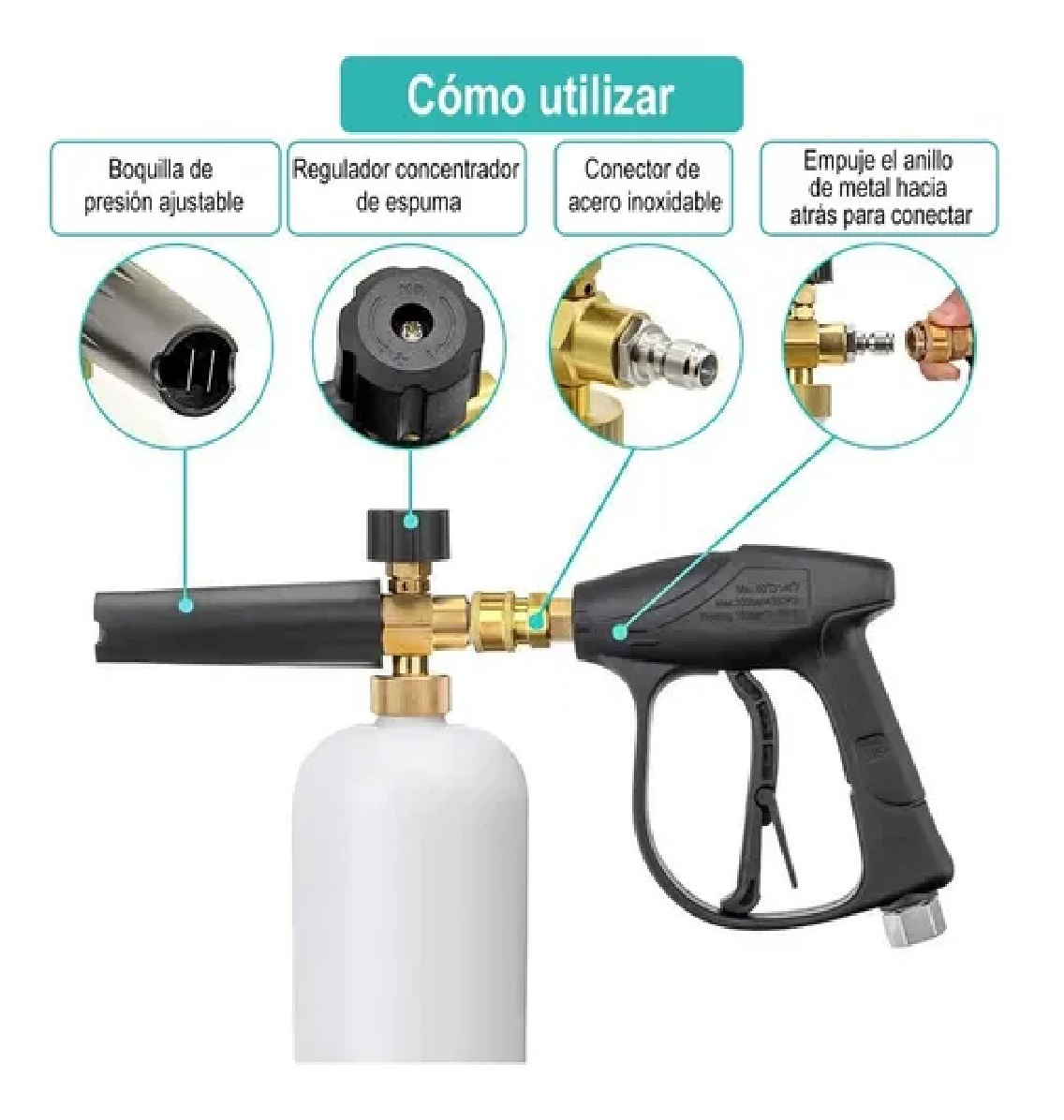 Kit Pistola Hidrolavadora Espuma Boquilla 