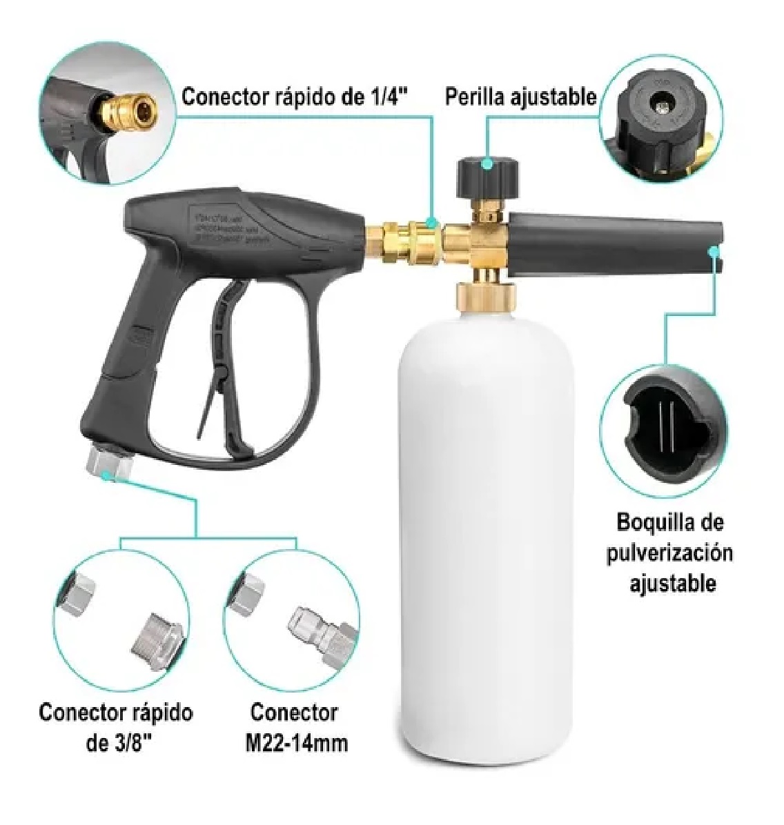 Kit Pistola Hidrolavadora Espuma Boquilla 