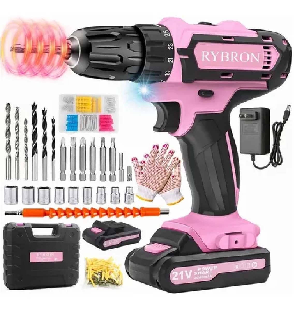 Kit Taladro Eléctrico Rosa 3 en 1