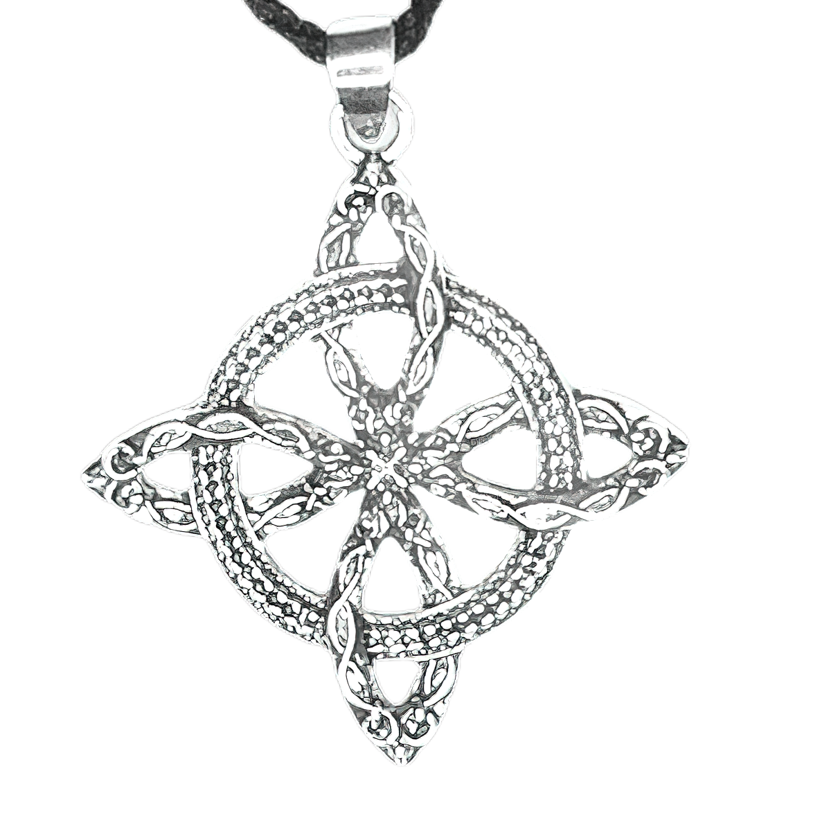 Collar Nudo de Bruja Grande Color Plata Antigua-Wicca-Amuleto Protector