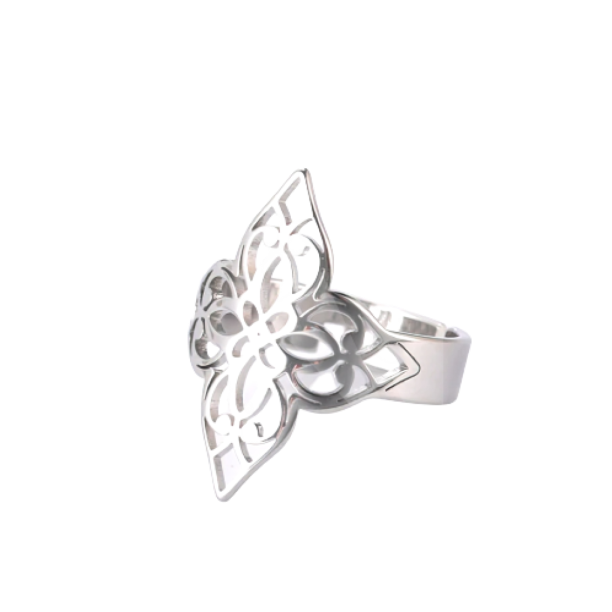 Anillo Nudo de Bruja Acero Color Plata Amuleto Doble Protector