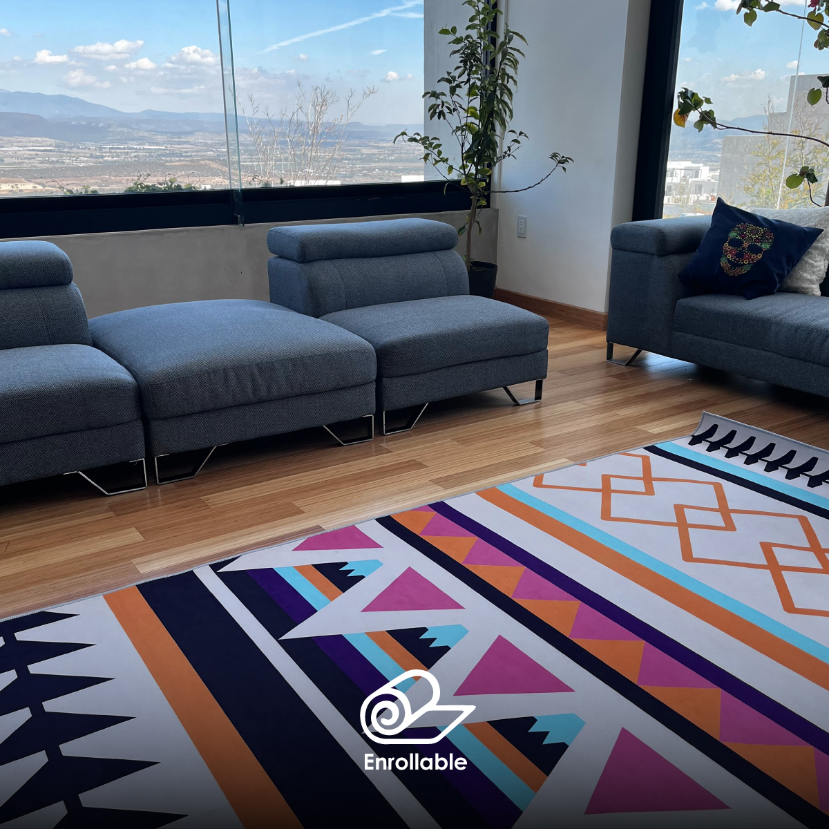 Tapete Sala Oficina Estilo Nórdico 2x3m Suavidad Elegancia Grecas Multicolor 