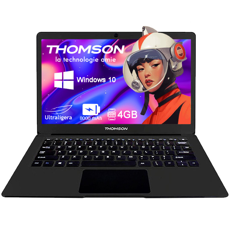 Laptop Thomson Neo 14A Procesador Atom-X5 Pantalla 14 Pulgadas Disco Duro eMMC 64GB Ram 4GB-Negro