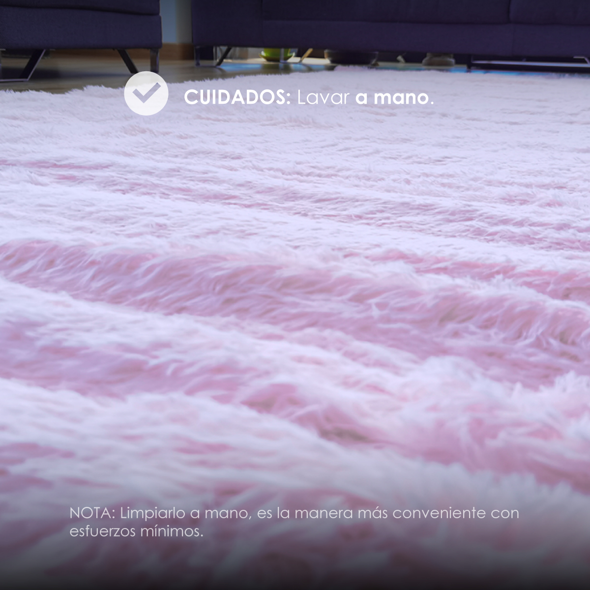 Tapete Decorativo Afelpado Motley Pelaje Largo Suave 2x1.60 Rosa