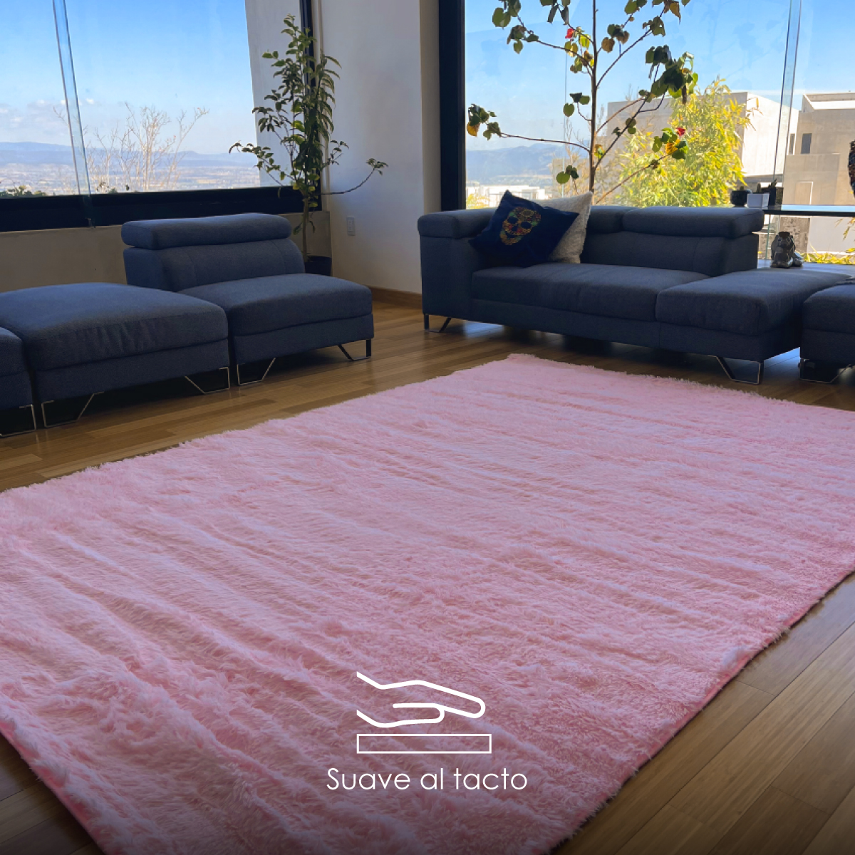 Tapete Decorativo Afelpado Motley Pelaje Largo Suave 2x1.60 Rosa