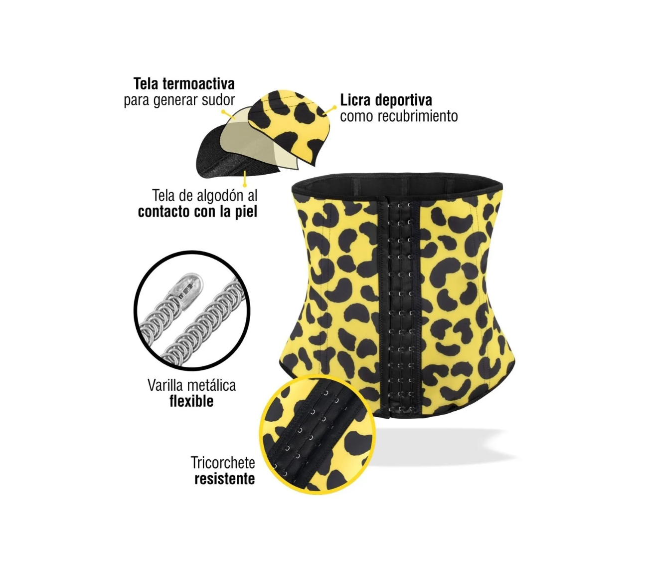 Faja Cinturilla Latex 7 Varillas Animal Print Moldea Reduce