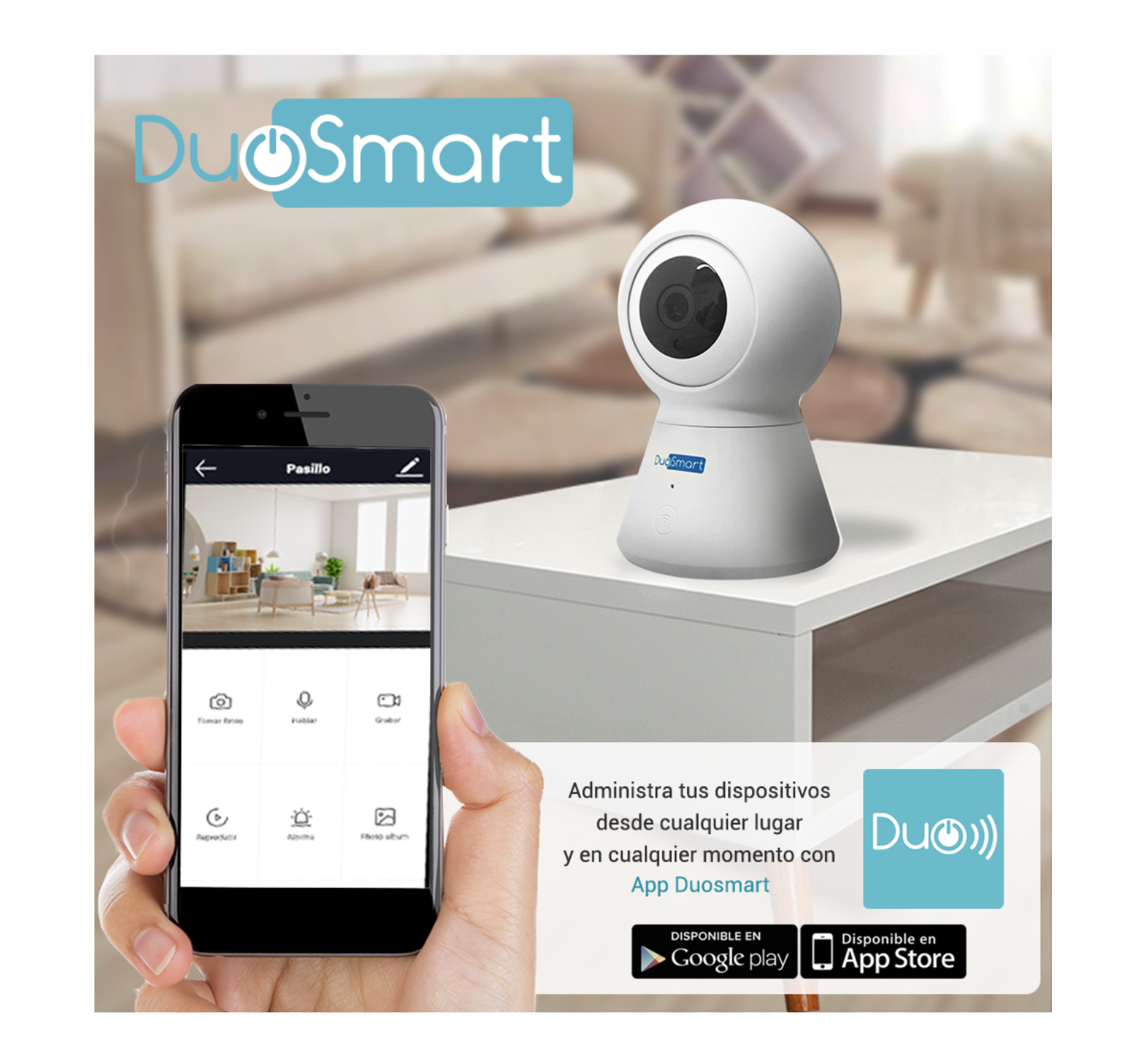 CAMARA INTELIGENTE CON MOVIMIENTO PT WIFI PARA INTERIOR FULL HD 1080P CON APP CON AUDIO BIDIRECCIONAL MEMORIA MICRO SD