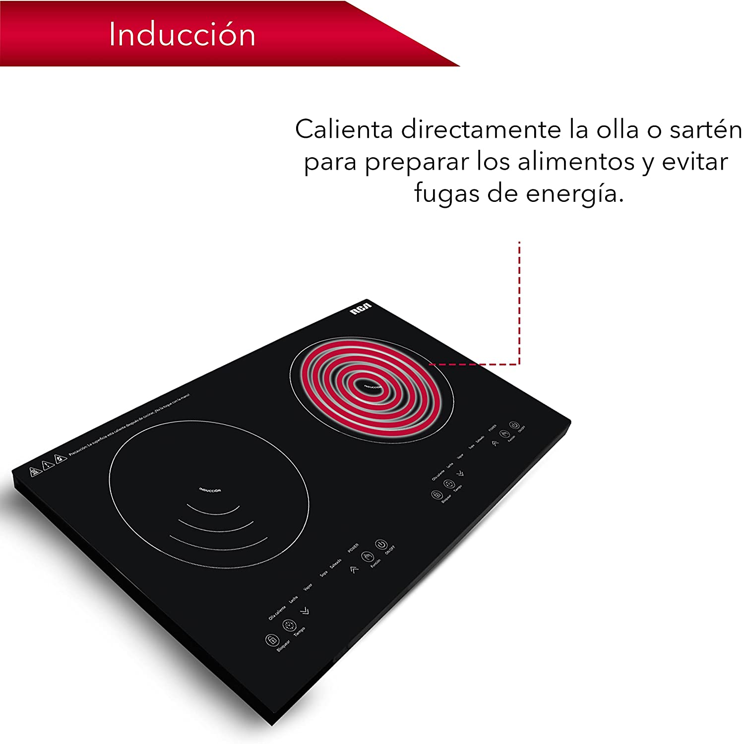 Parrilla de induccion doble marca rca rc-12a4