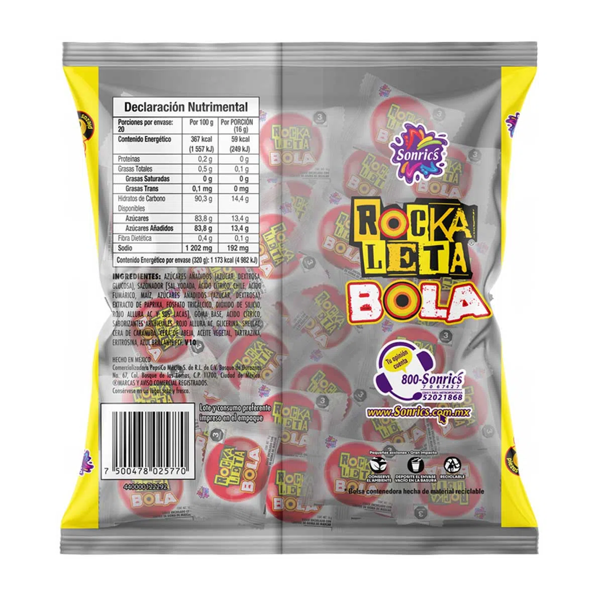 Rockaleta bola 20 piezas