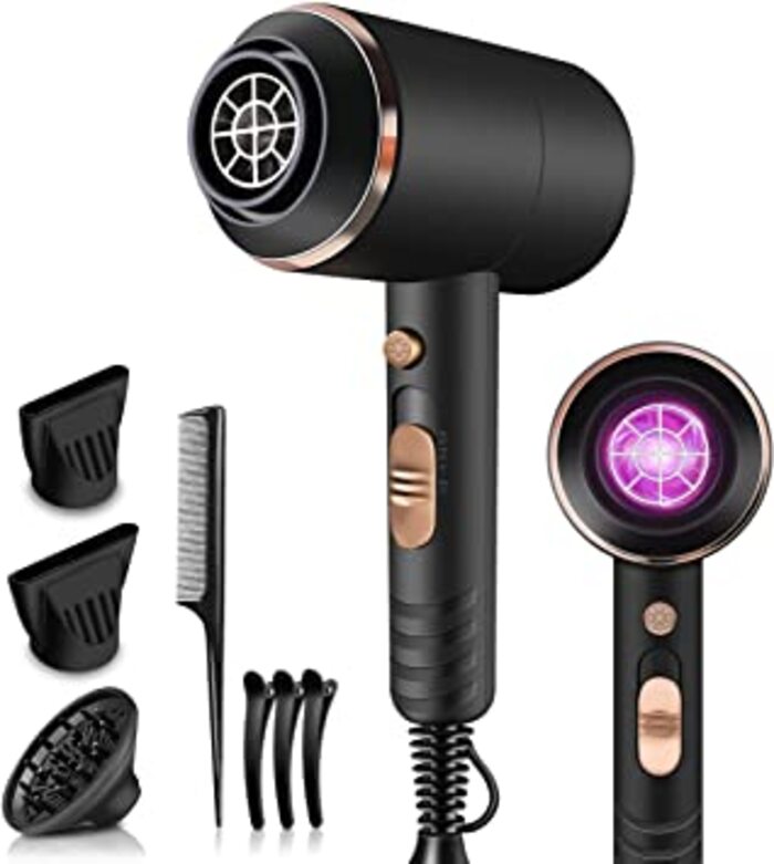 Secador de Pelo, 4000W Secadora de Cabello Profesional Secadoras de Pelo Potente con 2 Boquillas 