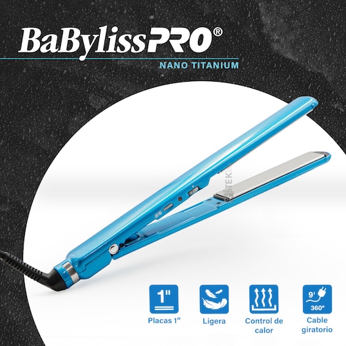 Plancha Para Cabello Nano Titanium Bnt4072 Azul Babylisspro 