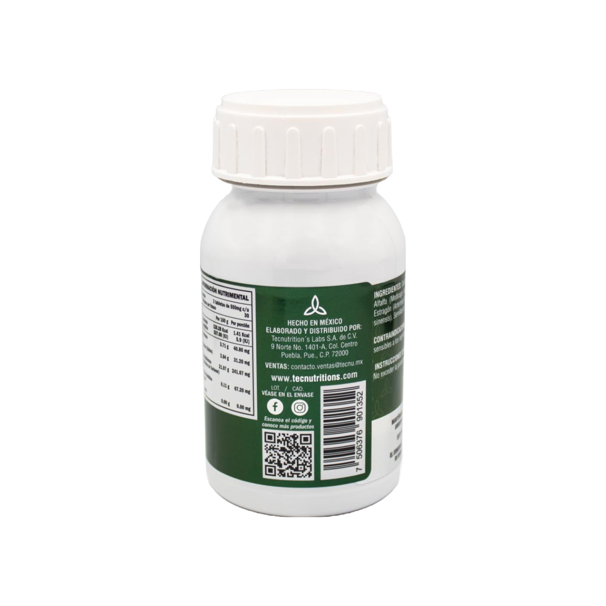 Suplemento alimenticio con antioxidantes y vitaminas, Menta Clorofila, 60 tabl