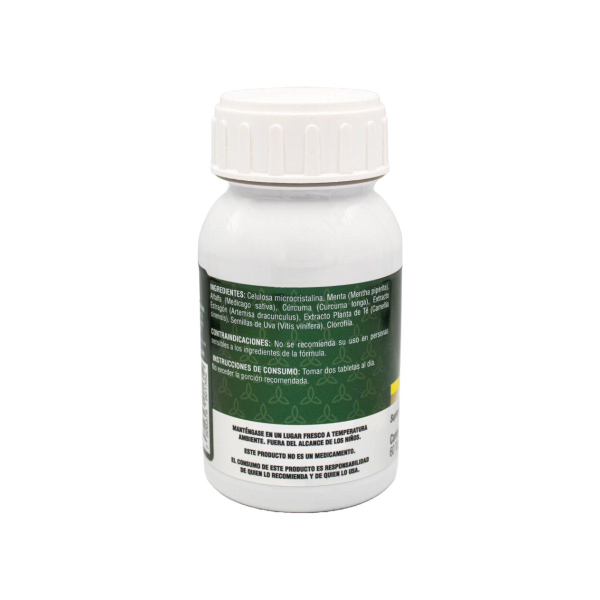 Suplemento alimenticio con antioxidantes y vitaminas, Menta Clorofila, 60 tabl
