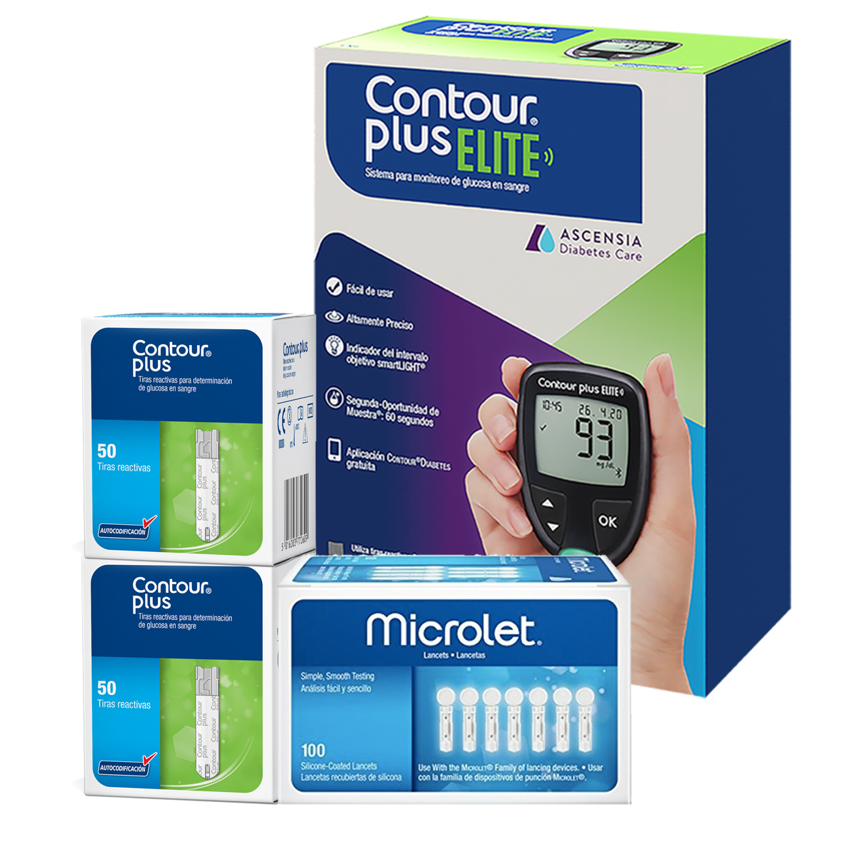 Contour Plus Elite Glucómetro Bluetooth 100tiras 100lancetas