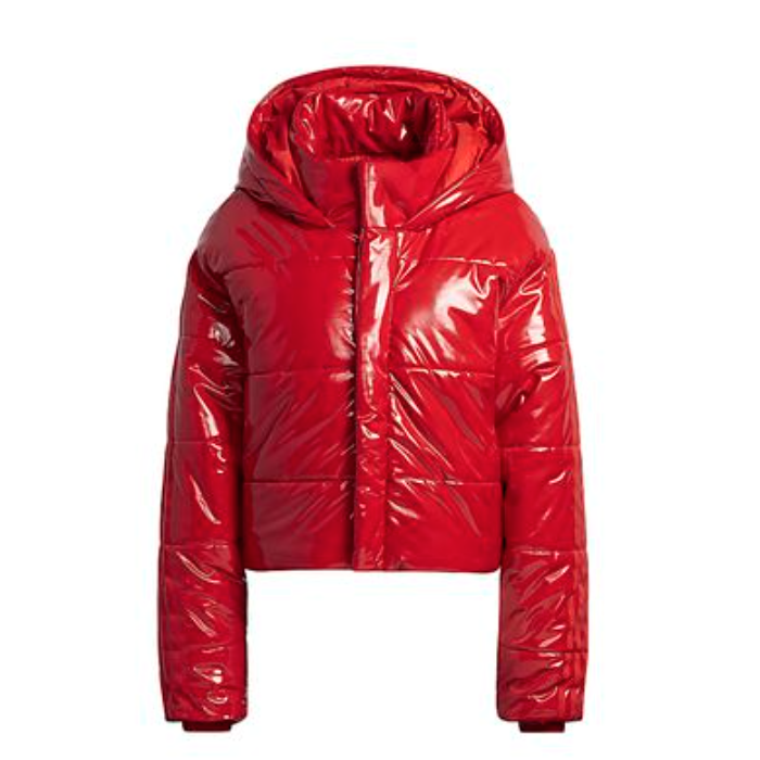 Ivy Park Faux Latex Crop Puffer Jacket (All Gender) red