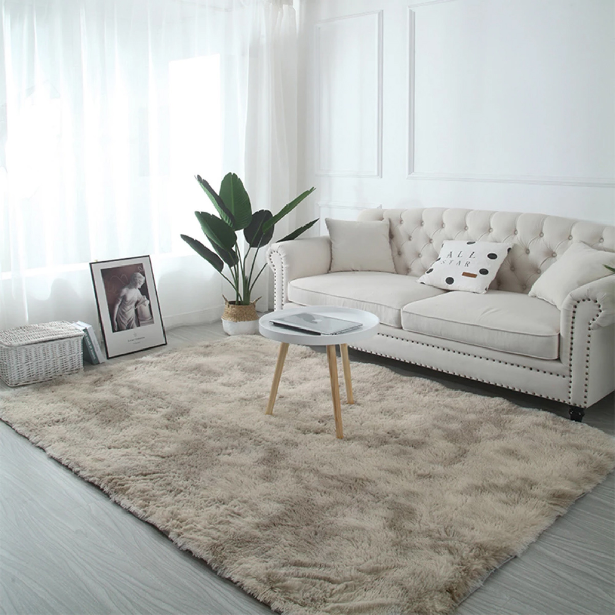 Tapete Decorativo Afelpado Motley Pelaje Largo Suave 2x3m Camel