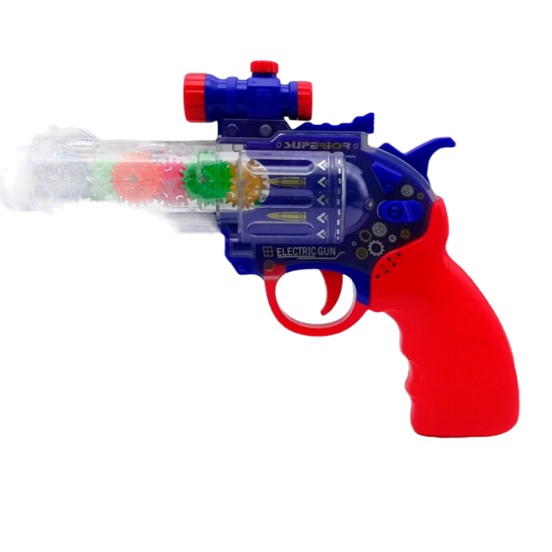 Revolver Pistola Juguete Transp Engranes Luz Y Sonido Láser