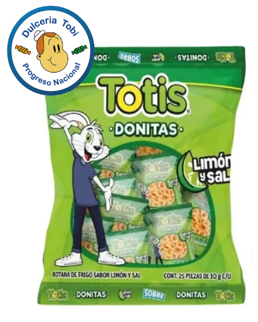 Totis donitas de sal y limón 25 piezas 10g. C/U