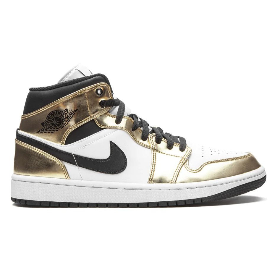 Jordan 1 Mid Metallic Gold Black White