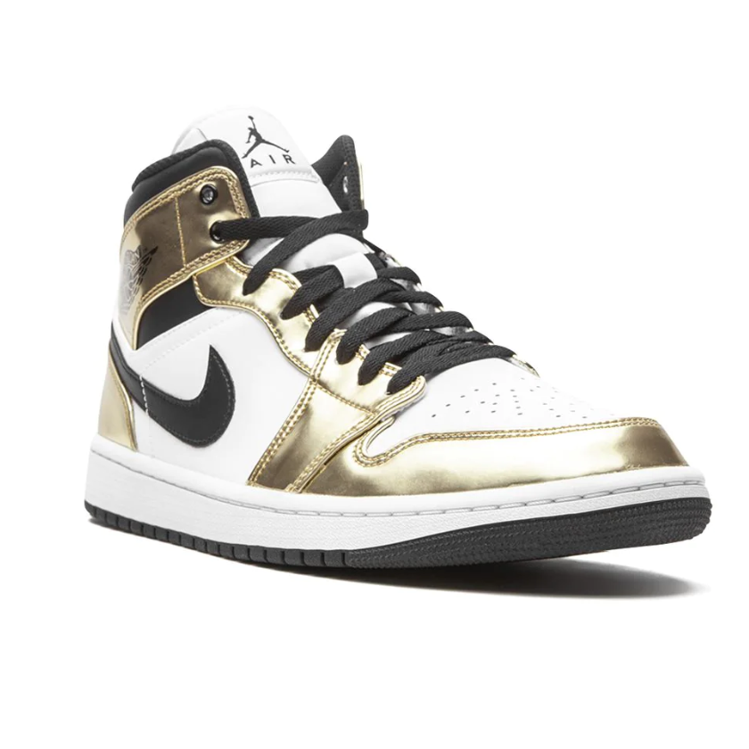 Jordan 1 Mid Metallic Gold Black White