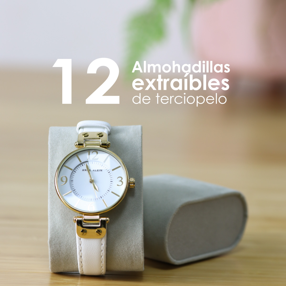 Relojero Alhajero Organizador Almacena Hasta 12 Relojes Negro liso