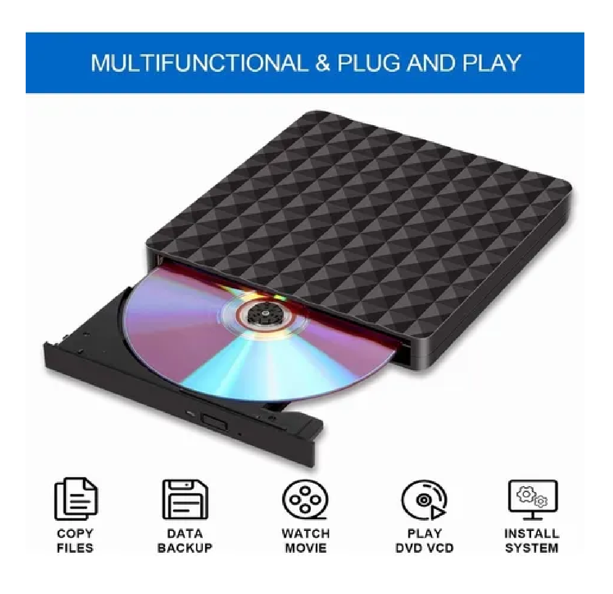 Lector Y Grabadora De Dvd/cd/externa Quemador Usb 3.0 Cd/dvd Negro