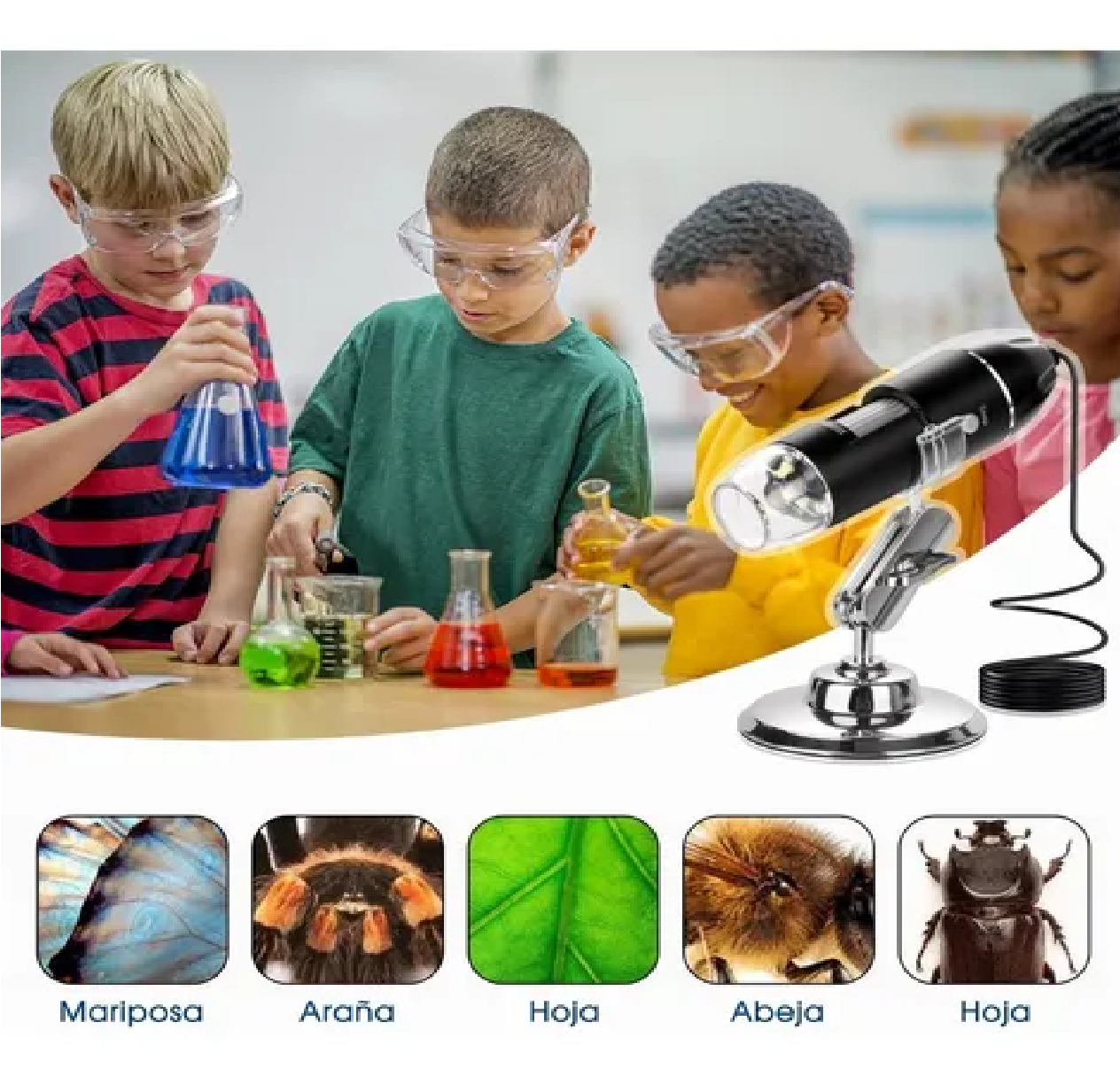 Mini Microscopio Digital Usb 1600x Zoom Optico Hd 8 Leds