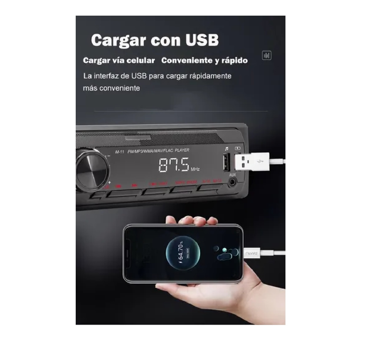 Estéreo Para Auto Fm Con Mp3 2 Usb Bluetooth