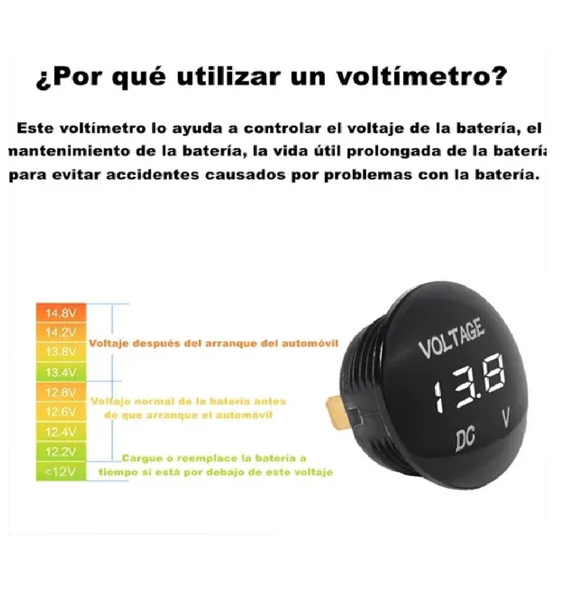 Voltímetro Digital Led Pequeño 12v Universal Indicador