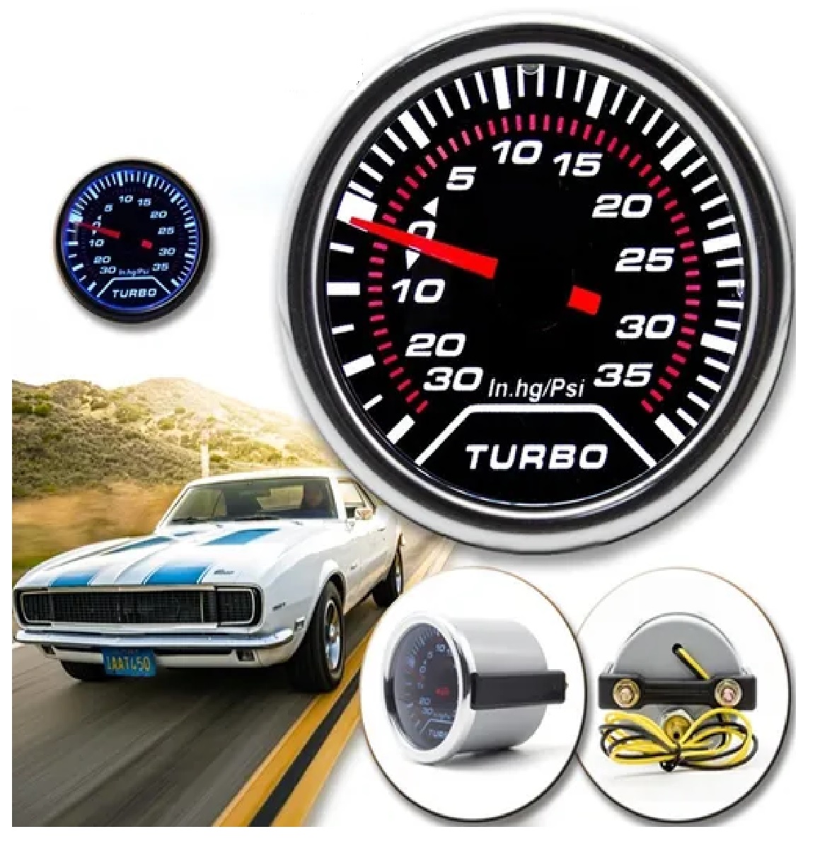 Medidor Presion Turbo Boost Psi -30~35psi 52mm Aluminio