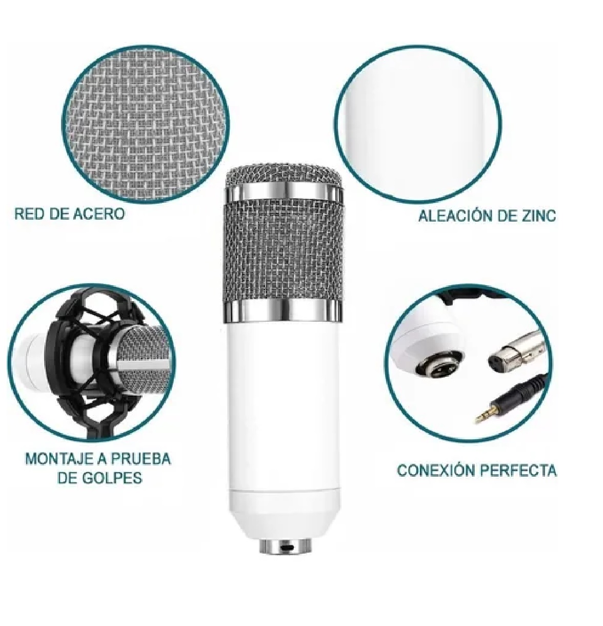 Kit Microfono Condensador Bm700 Youtuber Blanco