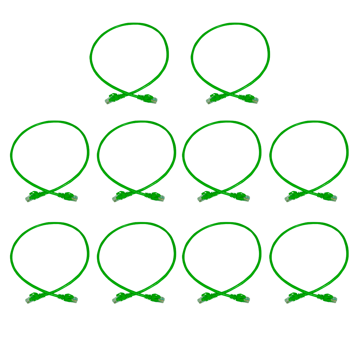 Cable de Red Utp Cat6 60cm Color Verde 100%cobre P6006E 10 piezas