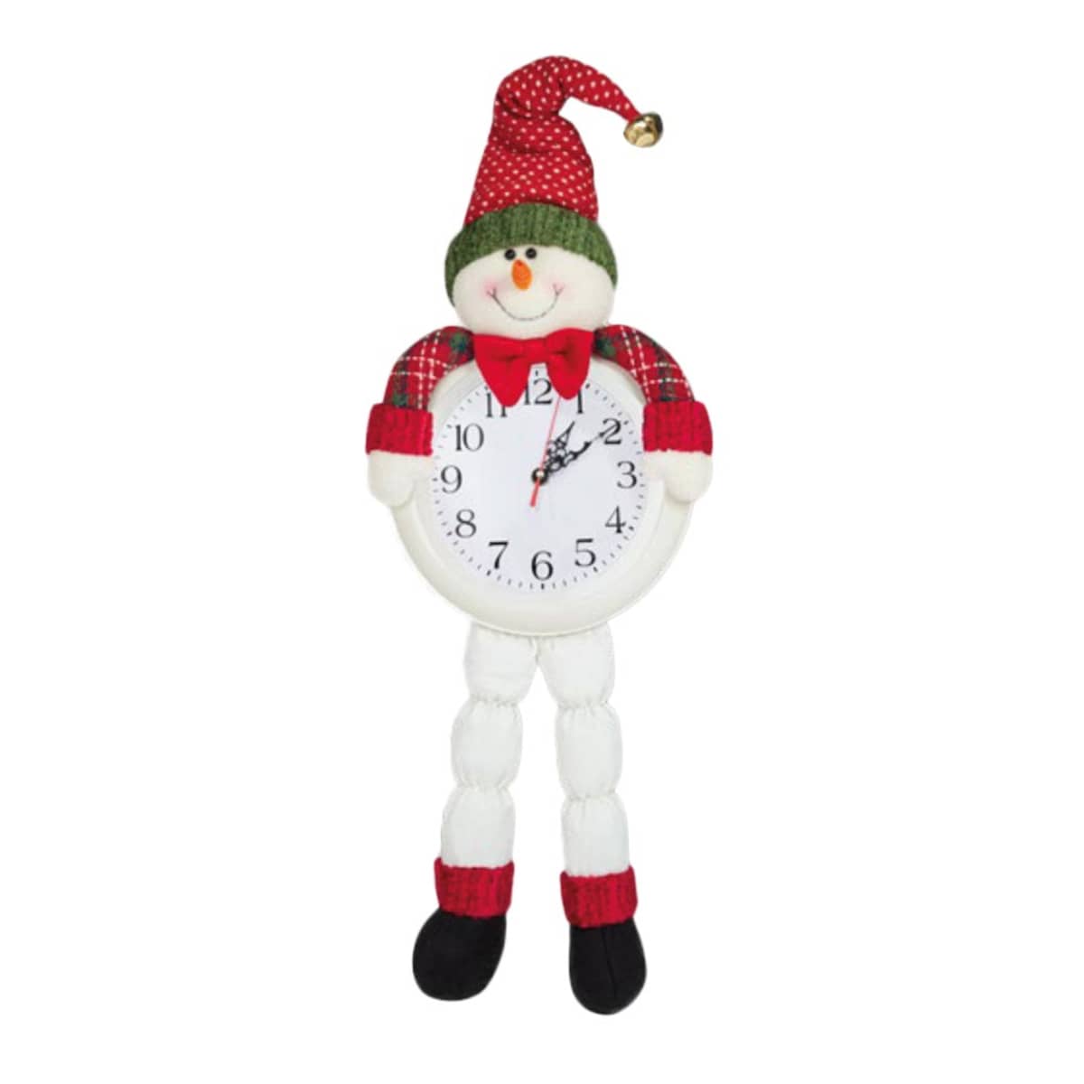 Reloj de pared navideño con forma de muñeco de nieve, marca Bela Vida, rojo con blanco, mod. 1053935