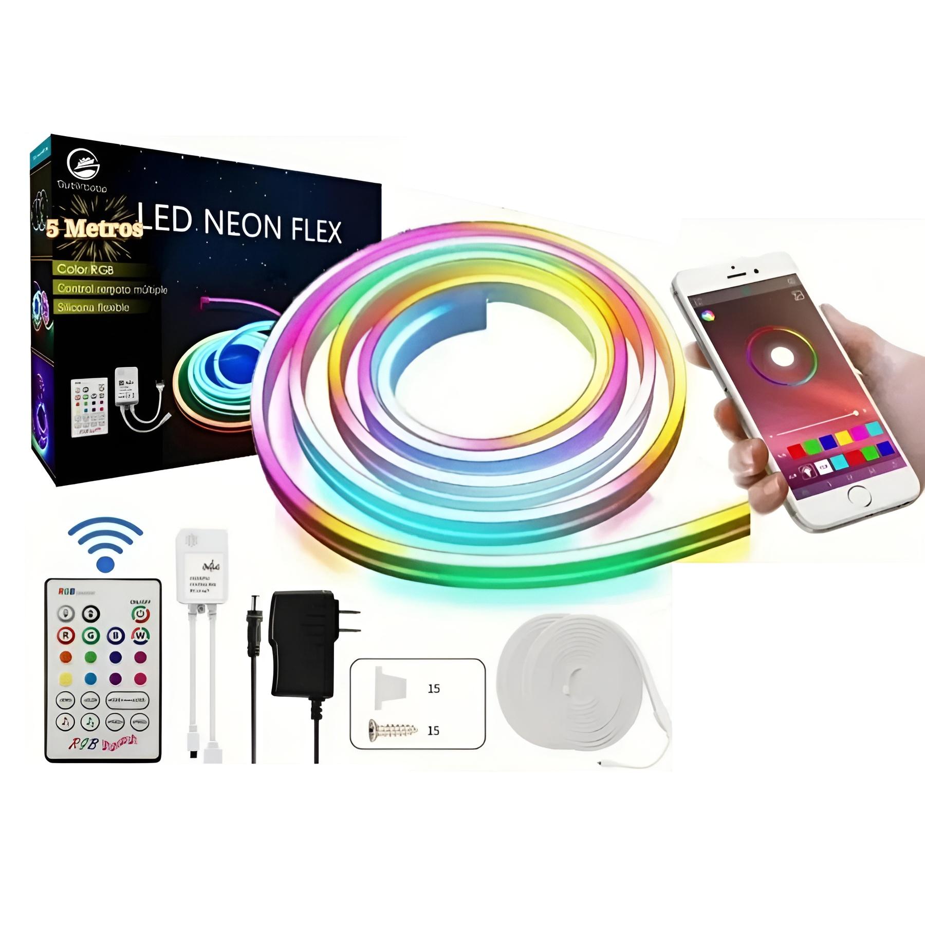 Tira Led Multicolor Neón Control Audiorítmica App 5mts Rgb