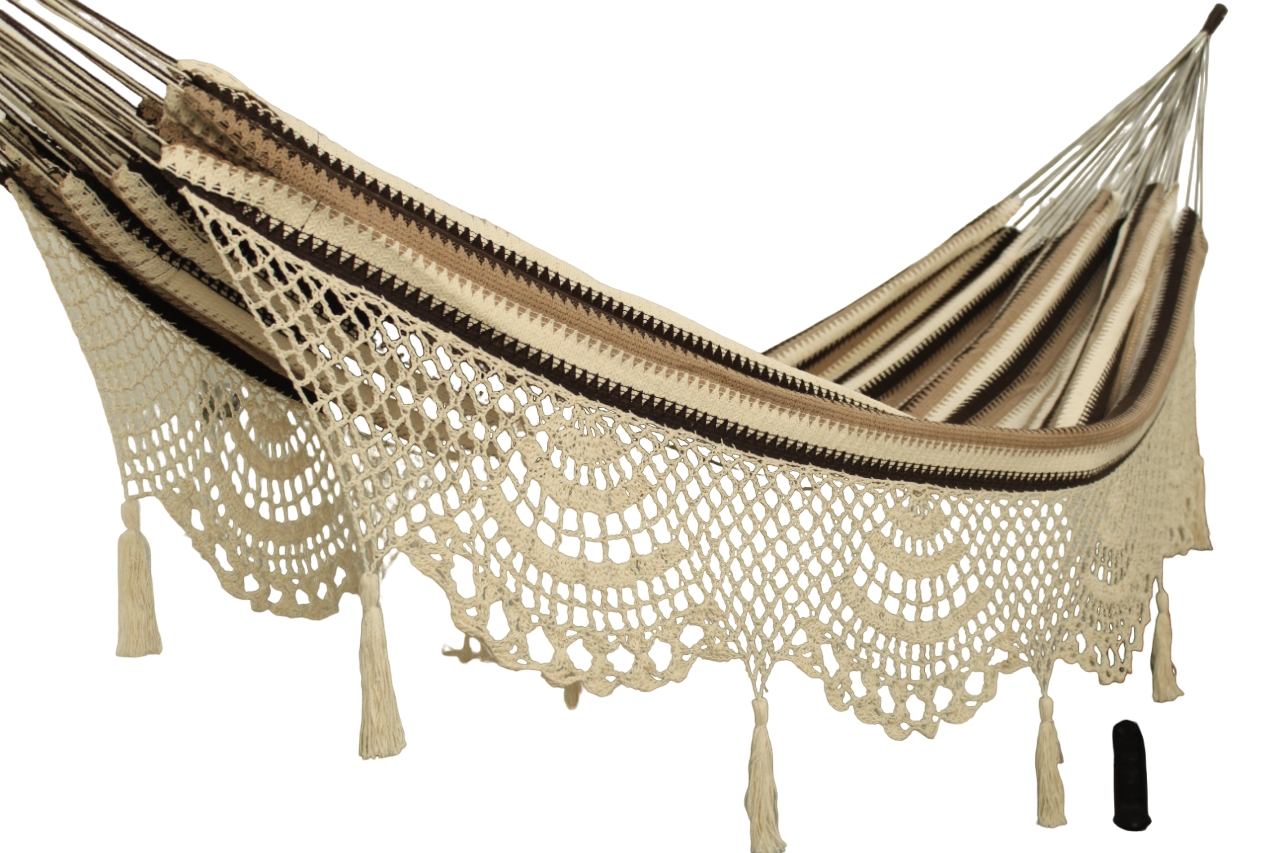 Hamaca de Algodon con Orilla Tejida a Mano Color Capuchino