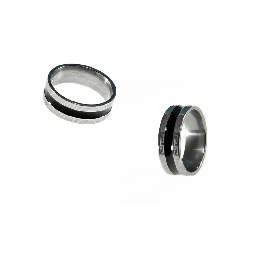 Collar Kit en Acero Inoxidable para Hombre  Collar Torso   55 Cm /Dije Cruz/ AnilloTrama 1 Lineas Color Negro Talla 11