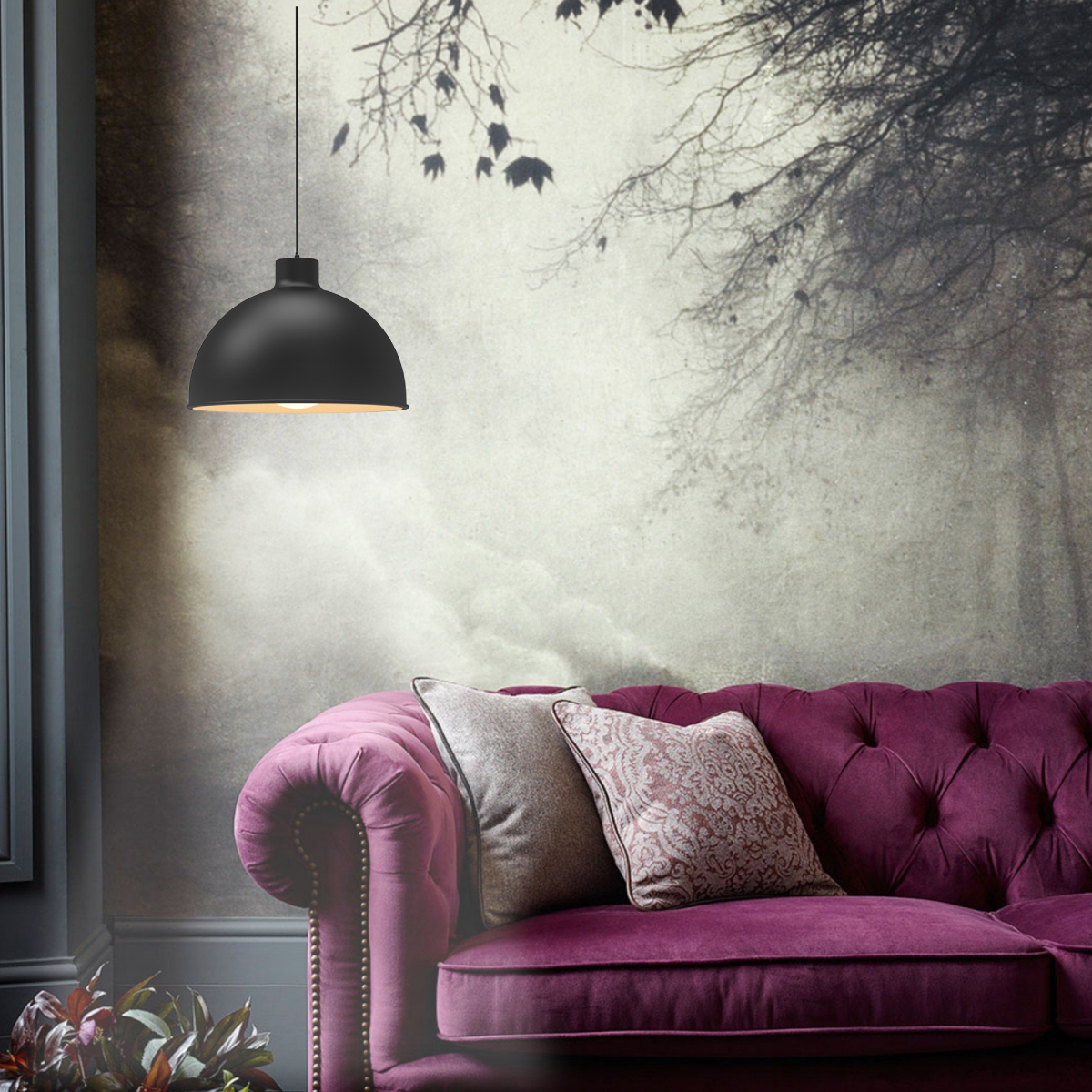 Ilios Innova Lampara de techo colgante decorativo estilo nórdico retro fabricada en hierro 36 cm de diámetro para habitación o sala de estar