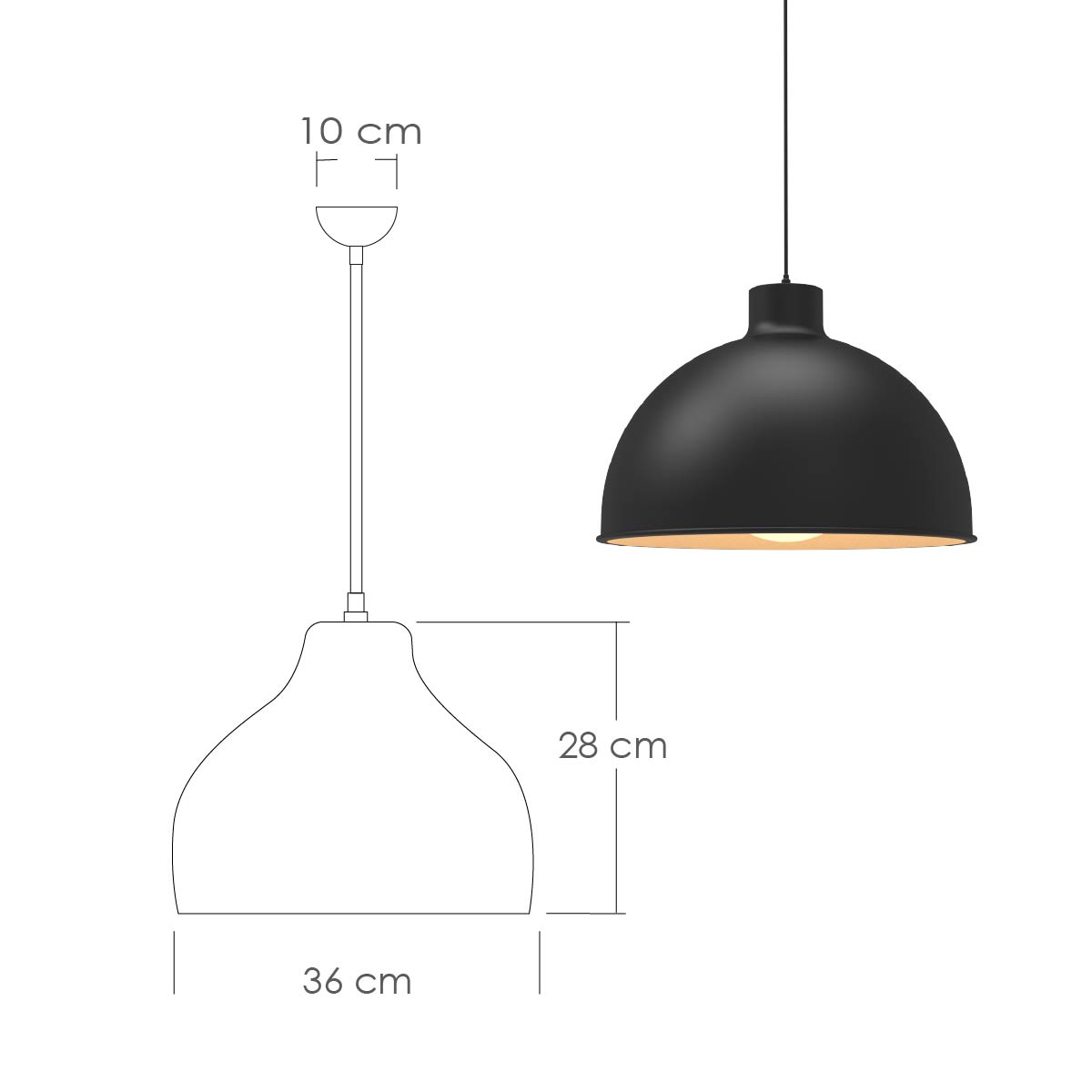 Ilios Innova Lampara de techo colgante decorativo estilo nórdico retro fabricada en hierro 36 cm de diámetro para habitación o sala de estar