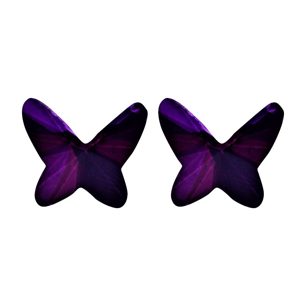 Set ADELSTEN con Cadena, Dije y Aretes Mariposa Morada en Chapa de Rodio y SWAROVSKI ELEMENTS INCLUYE DE REGALO ARETES DIAMOND Y CAJA PARA REGALO