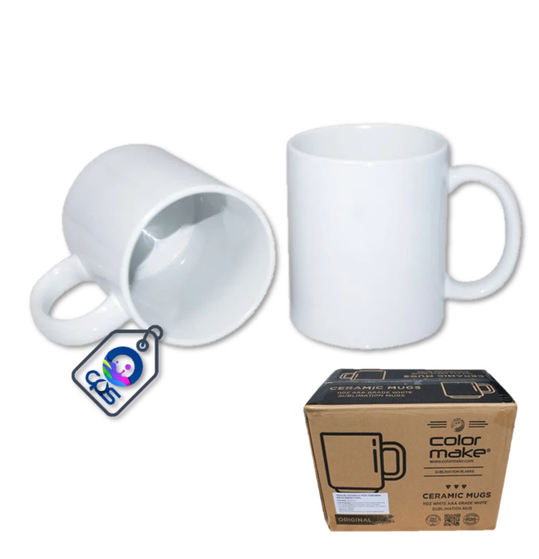Taza blanca AAA de 11oz. para sublimar, Color Make (72 piezas).