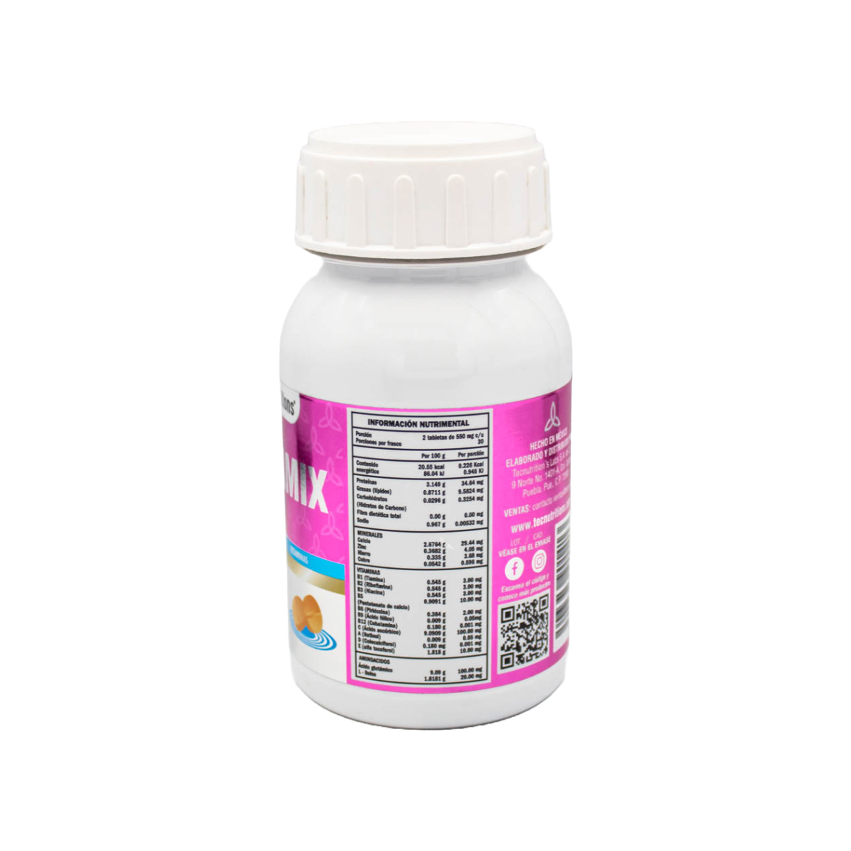 Suplemento alimenticio multivitaminico con aminoácidos, antioxidantes y proteína, W-Vitamix, 60 tabl