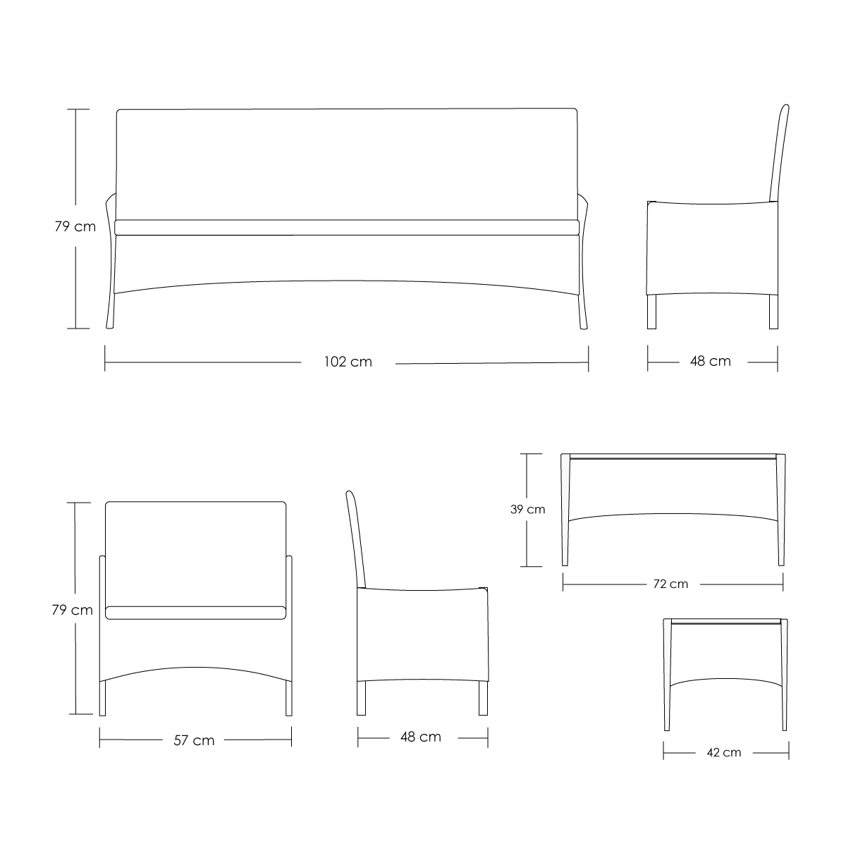 Juego De Sala Para Jardin De Mimbre Negro Cojines Beige