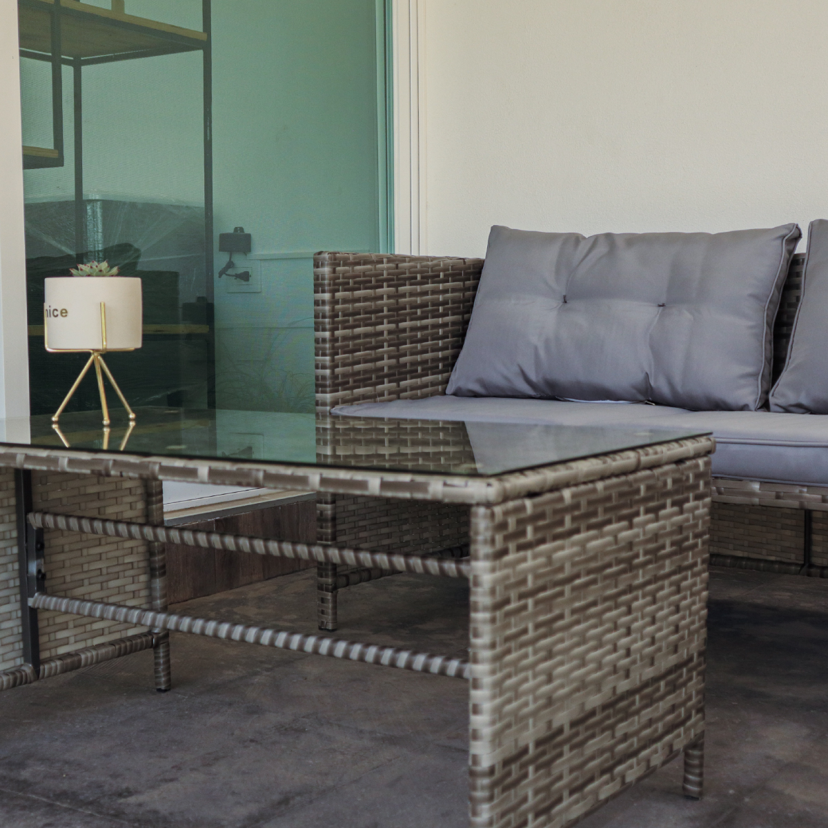 Juego De Sala Para Jardin Esquinera De Mimbre Exteriores