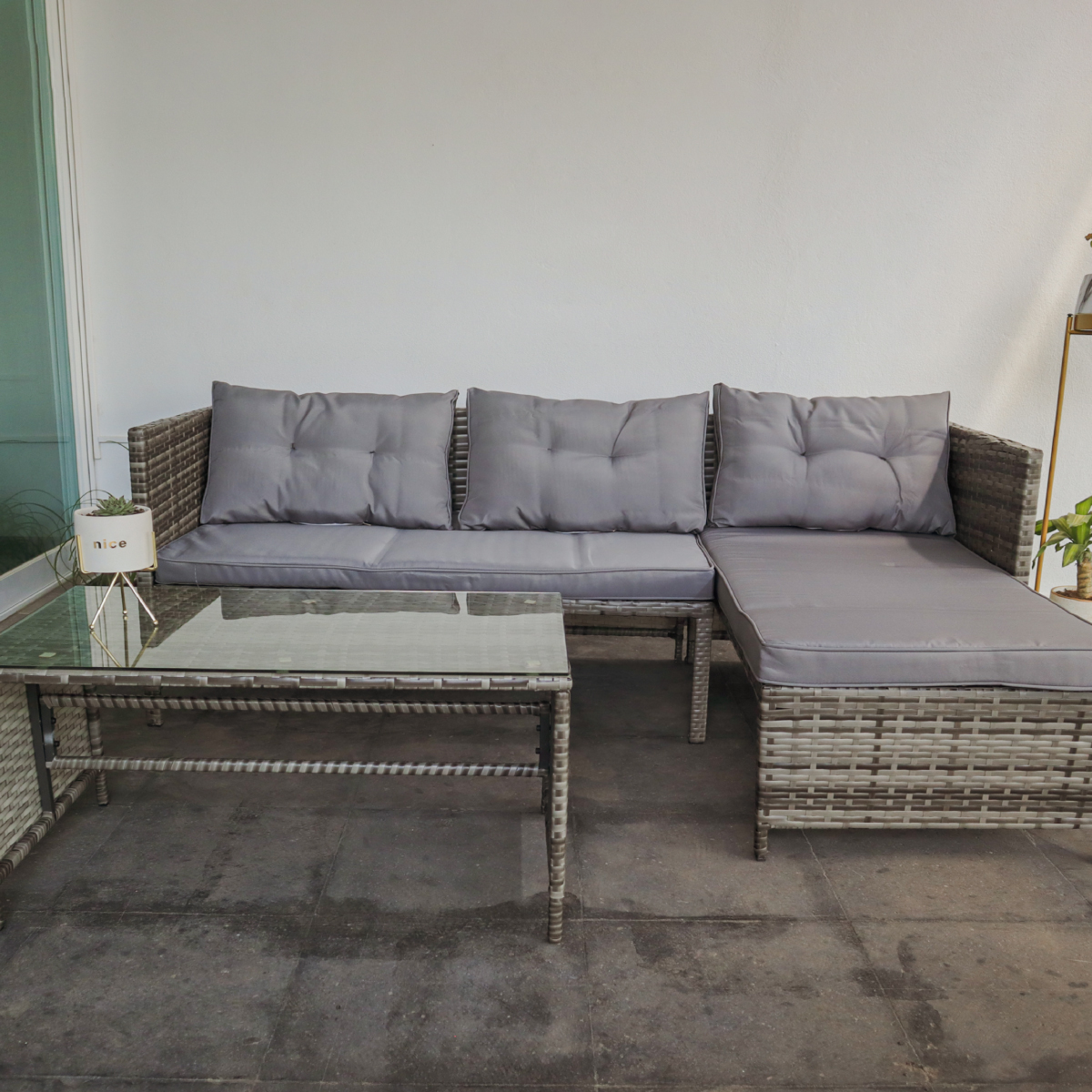 Juego De Sala Para Jardin Esquinera De Mimbre Exteriores