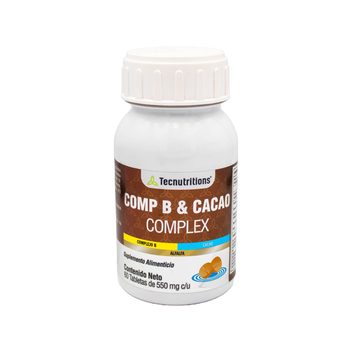 TECNUTRITIONS | Suplemento alimenticio multivitaminico con antioxidantes y minerales, Comp B y Cacao Complex | Provee de energía al cuerpo | 60 tabl