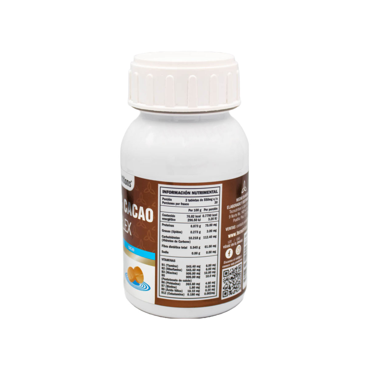 TECNUTRITIONS | Suplemento alimenticio multivitaminico con antioxidantes y minerales, Comp B y Cacao Complex | Provee de energía al cuerpo | 60 tabl
