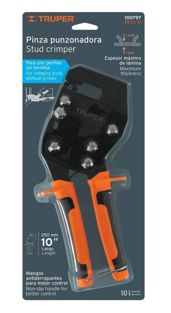 Pinza Punzonadora De Perfiles De 10 Pulgadas Para Fijar Sin Tornillo