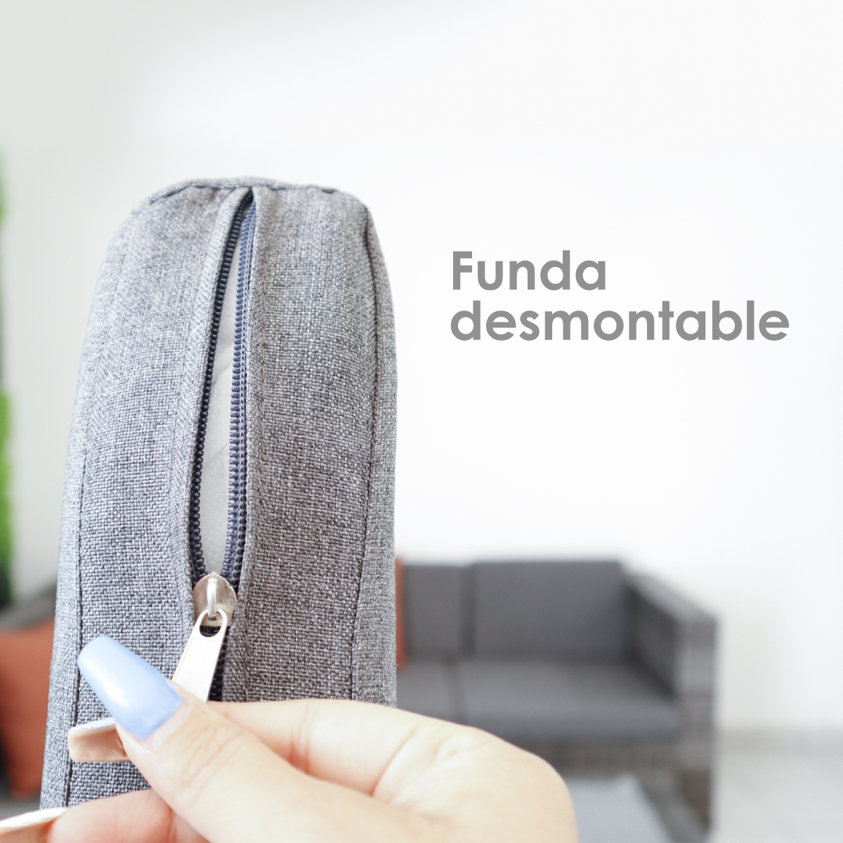 Sala Para Jardin Esquinera Gris con Cojines Rojos