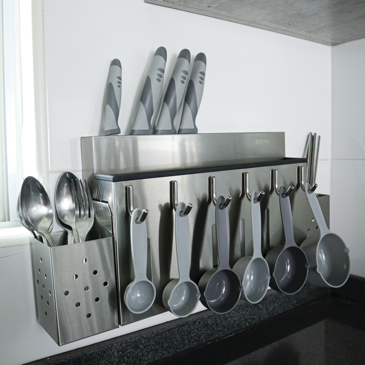 Estante para utensilios de cocina, Estante cubierto grande con manijas de  acero inoxidable Estante para platos cubierto con divisor extraíble Ideal  para utensilios de cocina Se puede usar como un esta JFHHH